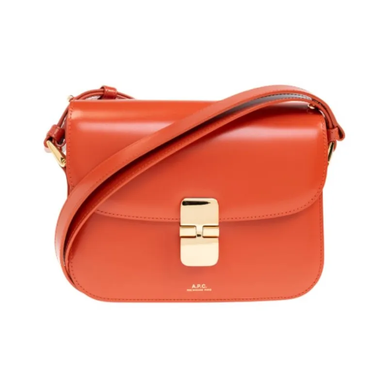 A.P.C Grace Leather Shoulder Bag Trumpets Women's Orange-0