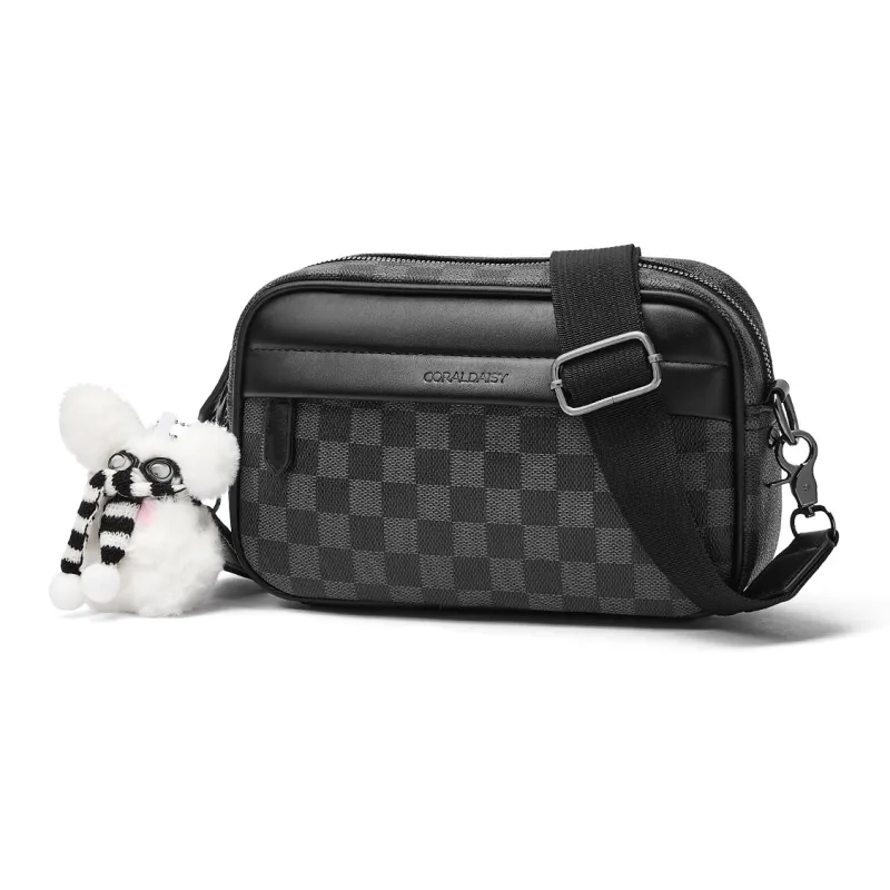 CORALDAISY Synthetic Leather Shoulder Bag, Crossbody Bag Men's Black-1