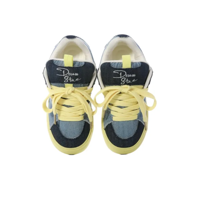 The New Age Family Low Top Skateboard Shoes Women's Denim Blue-2