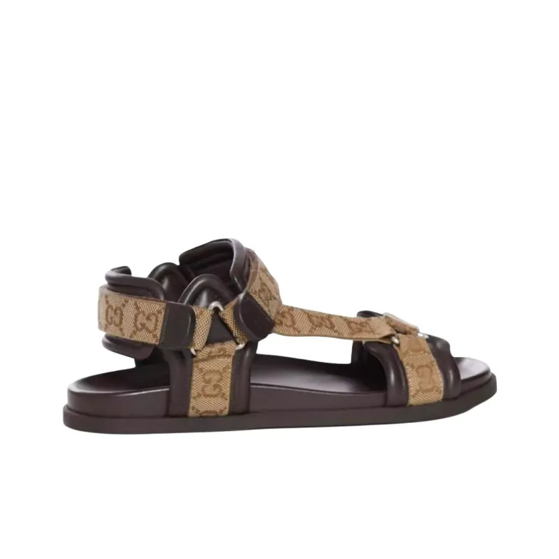 GUCCI One Strap Sandals Men's Brown-3