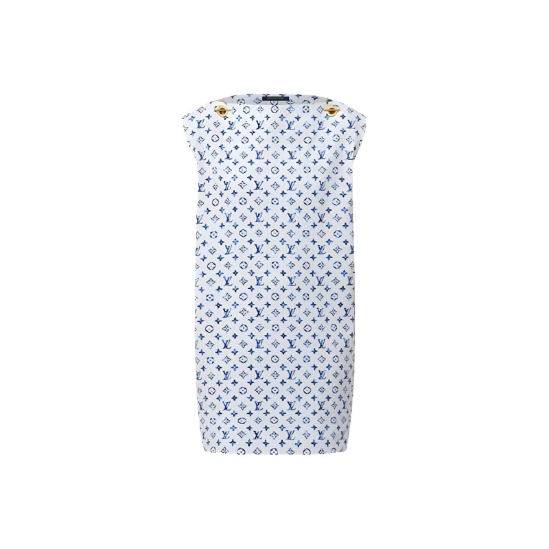 LOUIS VUITTON Sleeveless Dress Women's Gasoline Blue-0