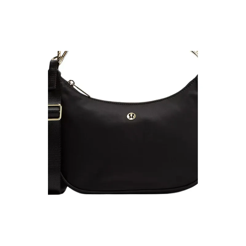 Lululemon Recycled Nylon Portable Crossbody Bag, Shoulder Bag Trumpets Women's Black Gold-3