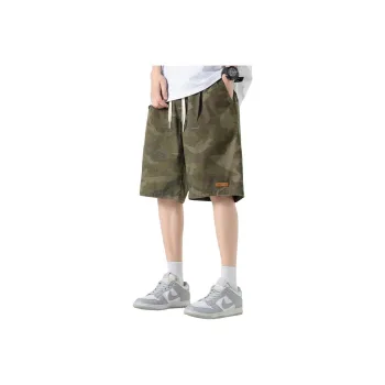 WOOD SOON Casual Shorts Unisex Army Green Camouflage