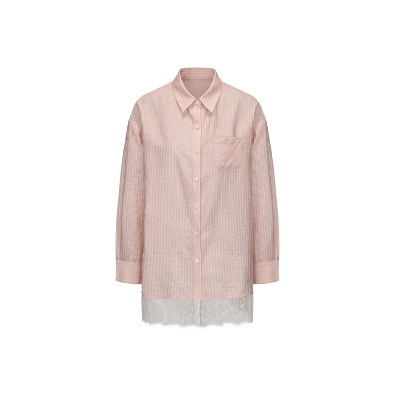 CHIWAWAMEME Shirts Women's Light Pink Stripes-0