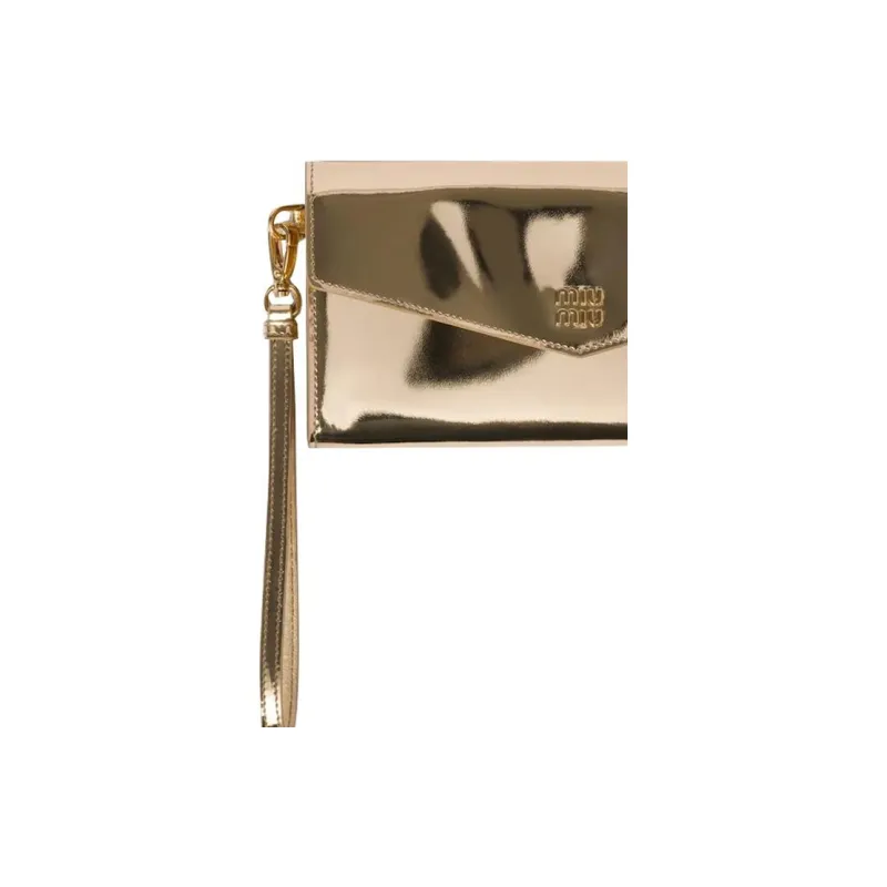 MIU MIU Bright Leather Card Holder Women's Platinum-4
