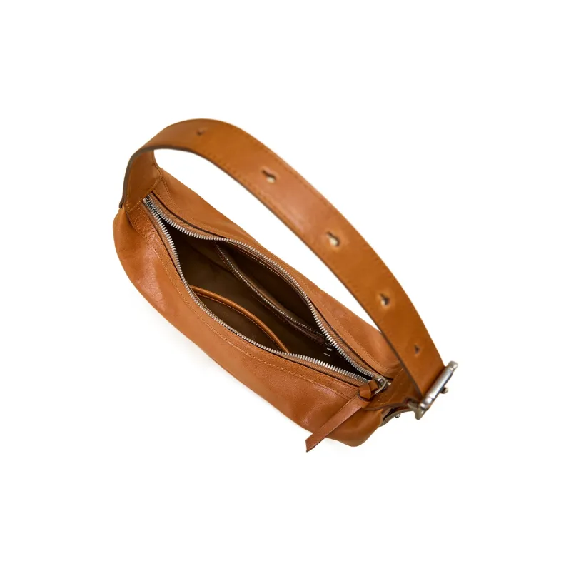KAISER Top Grain Vegetable Tanned Cow Leather Underarm Shoulder Bag Women's Sunset Yellow/Coffee/Black-1