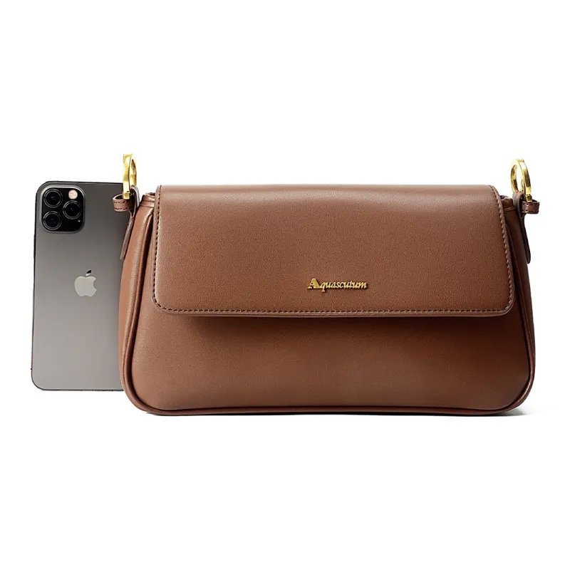 AQUASCUTUM Cow Leather Crossbody Bag, Shoulder Bag Women's Brown/Coffee-4