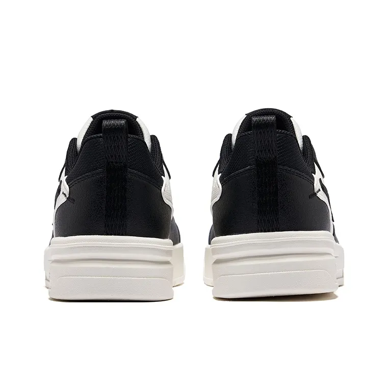 Erke Anti Slip Wear Resistant Low Top Skateboard Shoes Men's Microcrystal White Jet Black-3