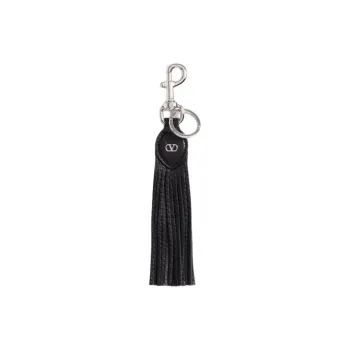 Valentino Calfskin Keychains Unisex Black