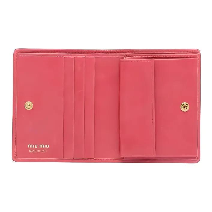 MIU MIU Leather Wallet Women's Pink-1