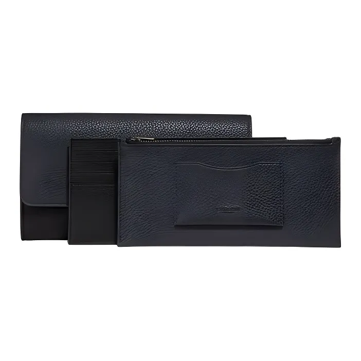 COACH Multifunction Wallet Leather Multifunction Flap Wallet Detachable Men's Black & Midnight Blue-1