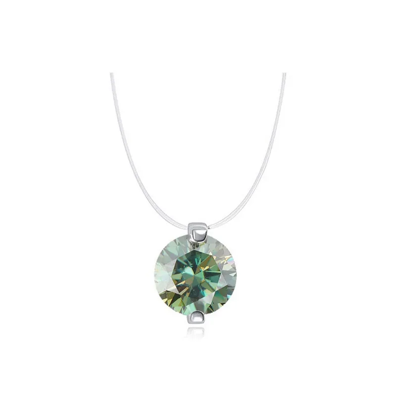 WIC 925 Silver Moissan Necklaces Unisex-11