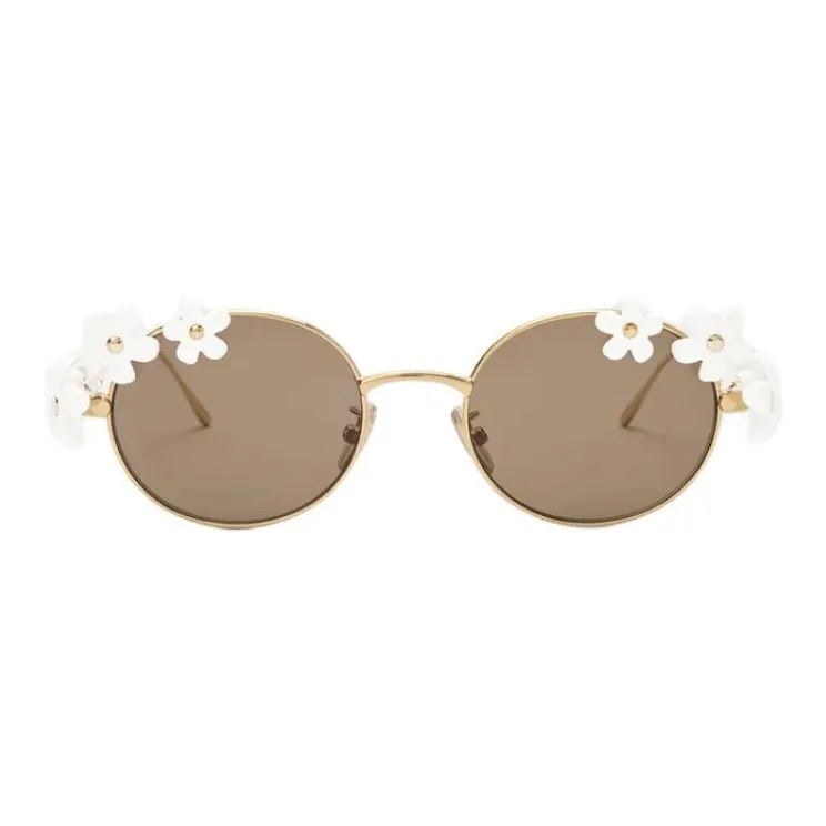 LOEWE Metal Round Sunglasses Women's Gold-1