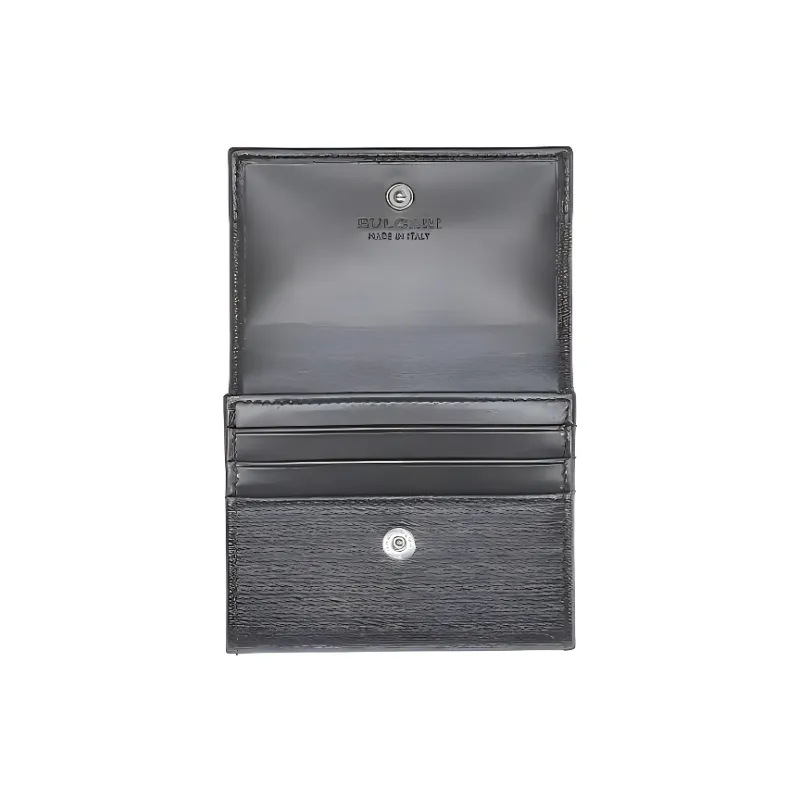 BVLGARI Calfskin Wallet, Card Holder Men's Black-2