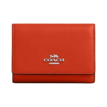 COACH Refined Calfskin Wallet Micro Unisex Orange