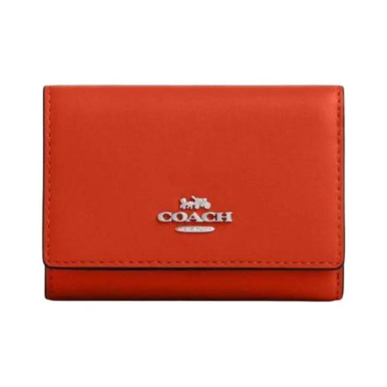 COACH Refined Calfskin Wallet Micro Unisex Orange-0