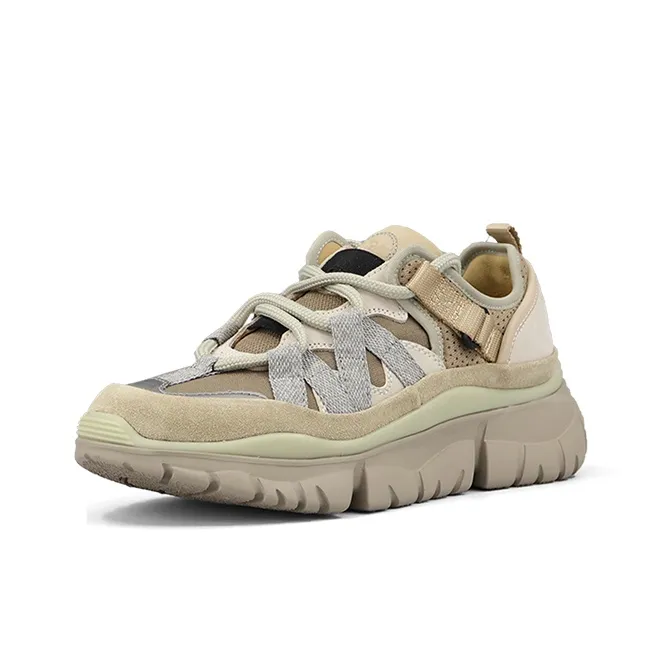 ZSBELLA Anti Slip And Wear Resistant Height Increasing Low Top Chunky Sneakers Women's Khaki-1