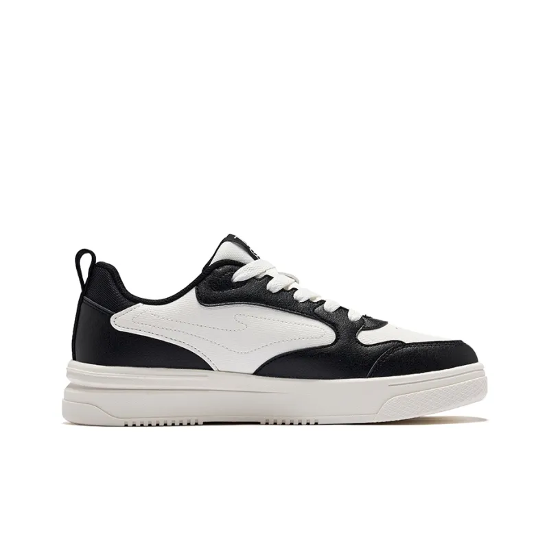 Erke Anti Slip Wear Resistant Low Top Skateboard Shoes Men's Microcrystal White Jet Black-1