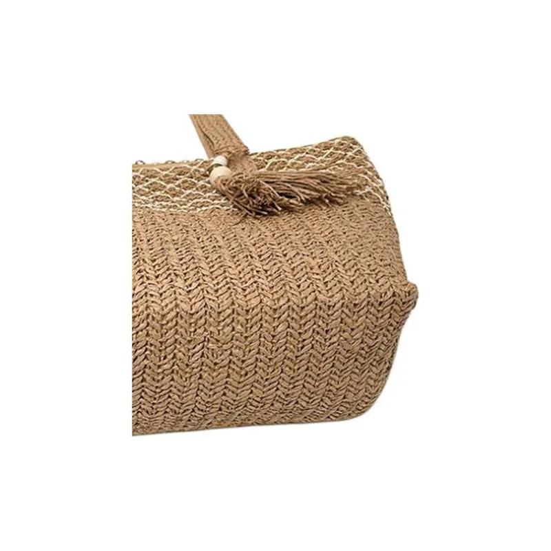 Ceion Keust Knitted Fabric Shoulder Bag Women's Beige/Khaki-4