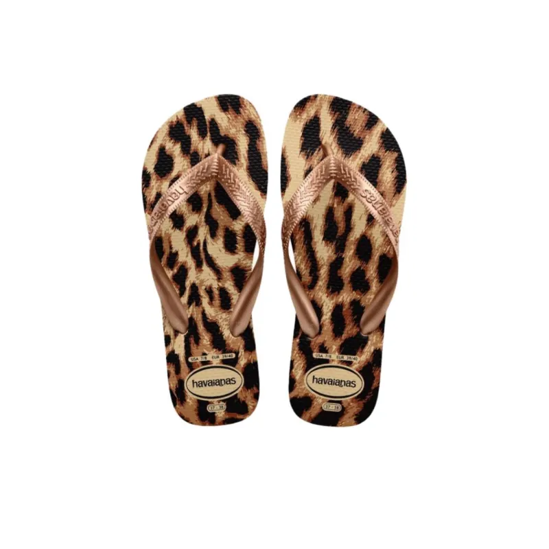 Havaianas Rubber Sole Abrasion Resistant Flip Flops Women's Leopard Print-3
