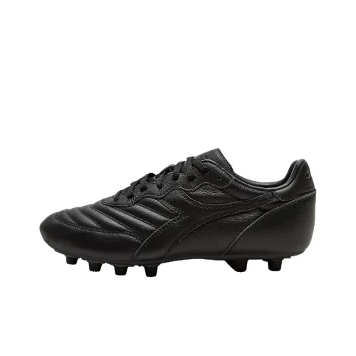 Diadora FG Firm Ground Anti Slip Wear Resistant Soccer Shoes Men's Black
