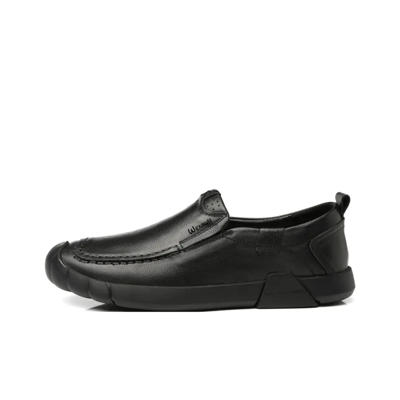 Wen Nai Men's Casual Shoes Men's Black Slip on-0