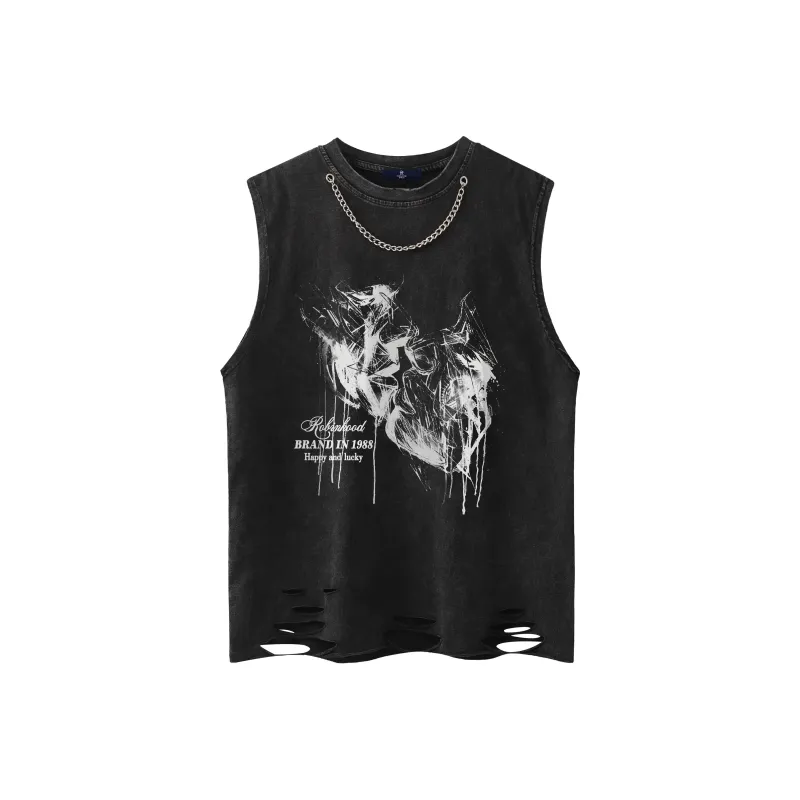 ROBINHOOD Tank Tops Unisex Washed Black-0