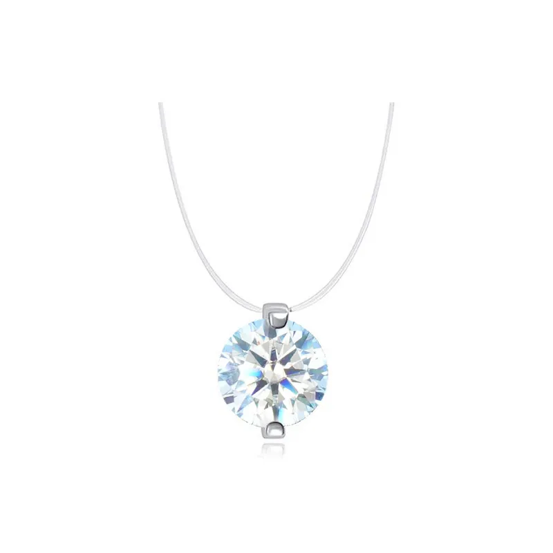 WIC 925 Silver Moissan Necklaces Unisex-3