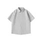 [Short-Sleeved Stripes Shirt]Gray White Stripes (Blank)