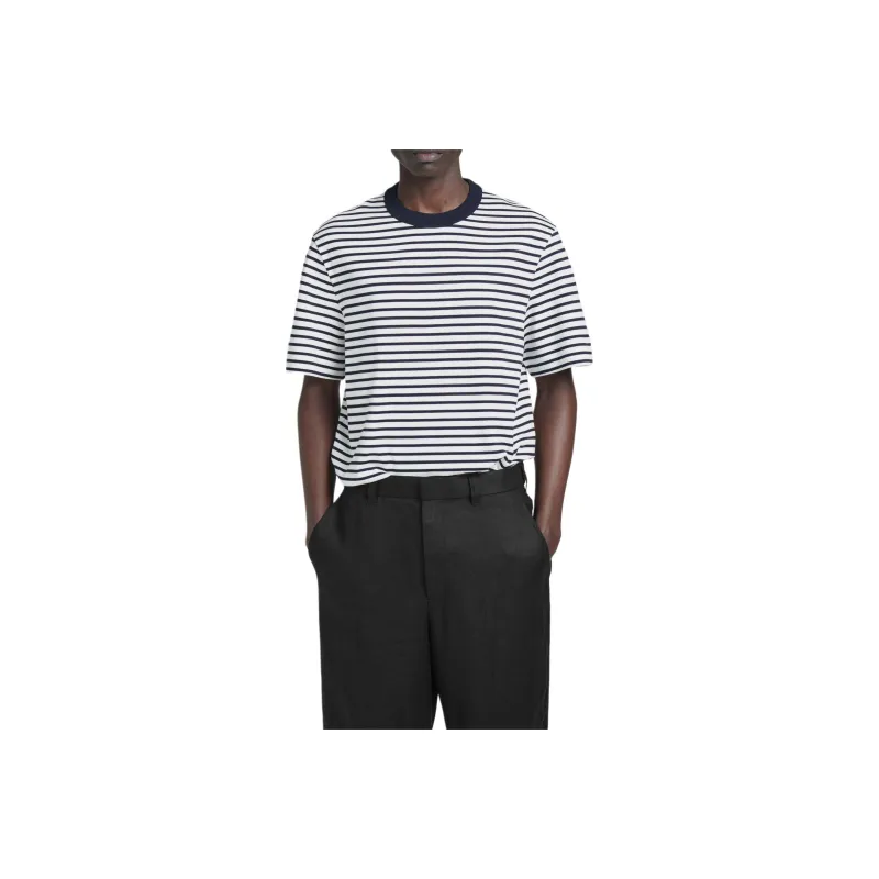 COS T Shirts Men Navy Blue/White-0