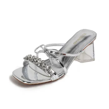 TATAYA Rubber Sole Abrasion Resistant Slide Slippers Women's Silver