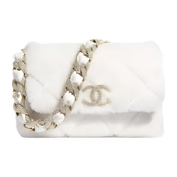 CHANEL Sheepskin Shoulder Bag Women's White
