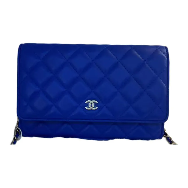 CHANEL WOC Lambskin & Metal Detail Crossbody Bag, Shoulder Bag Women's Blue-0