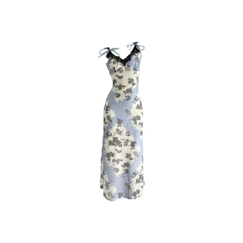 DOKZB Slip Dresses Women's Oil Paintings Purple-0