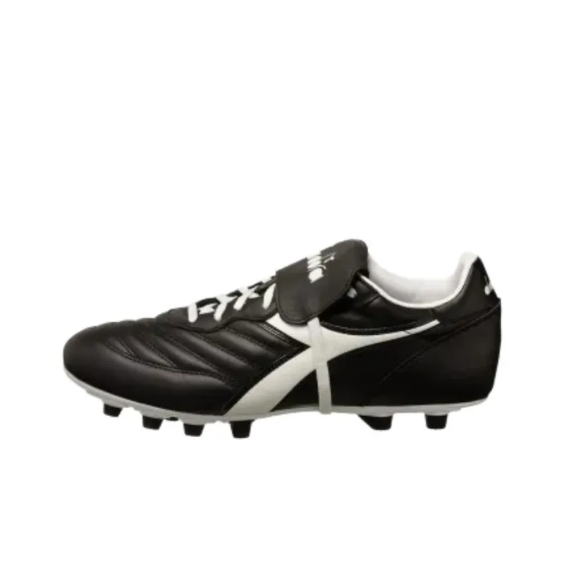 Diadora FG Firm Ground Anti Slip Wear Resistant Soccer Shoes Men's Black-0