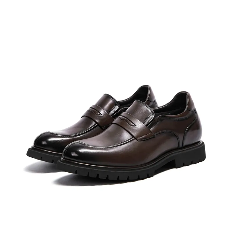 He Jinchang Dress Shoes Men's Vintage Brown-3