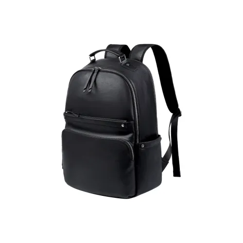 PESASRIE Top Grain Cow Leather Backpack Women's Black