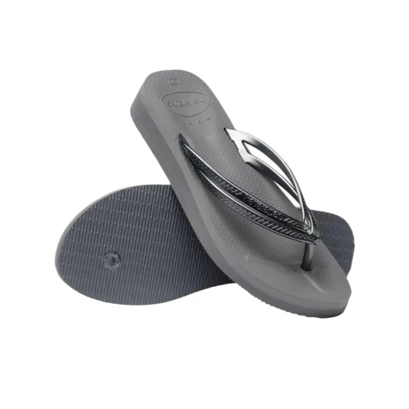 Havaianas Wedges Rubber Sole Abrasion Resistant Flip Flops Women's Gray-5