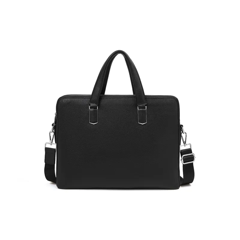 Old Man's Head Cow Leather Briefcase Men's Black-1