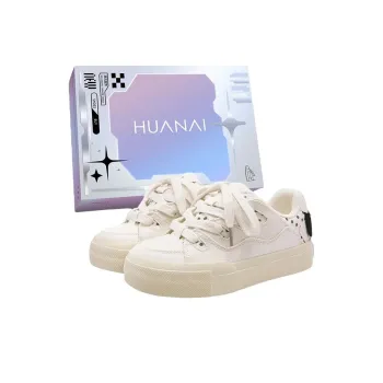 HUANAI Anti Slip Wear Resistant Low Top Skateboard Shoes Women's Ecru