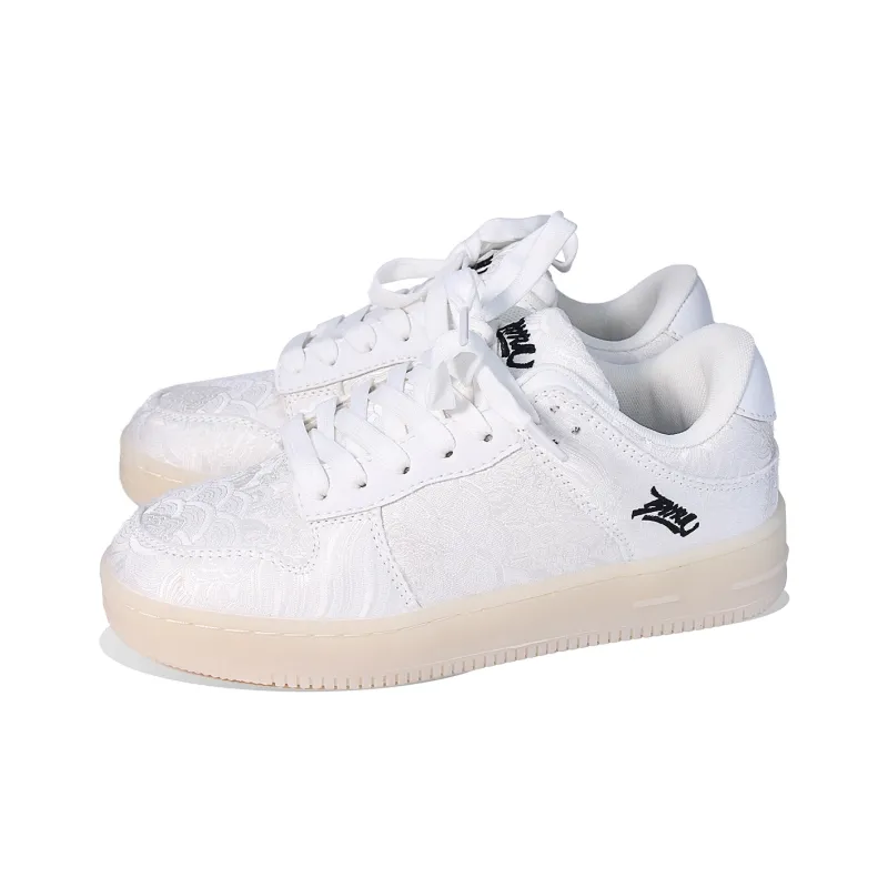 BPLB Anti Slip Wear Resistant Low Top Skateboard Shoes Unisex White Natural Rubber-2