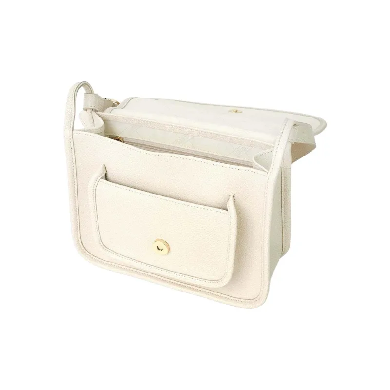 LONGCHAMP Cow Leather Shoulder Bag Medium Size Women's Paper White-3