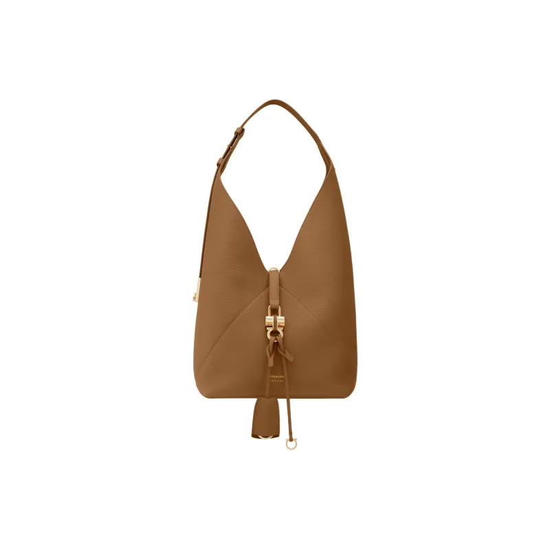 FERRAGAMO Calfskin Handbag Medium Size Women's Brown-0