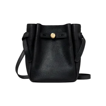 TORY BURCH Romy Bucket Cow Leather Crossbody Bag, Shoulder Bag Small Size Women's Black
