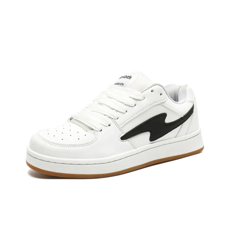 Paco Races Anti Slip Wear Resistant Low Top Skateboard Shoes Unisex White Black-1
