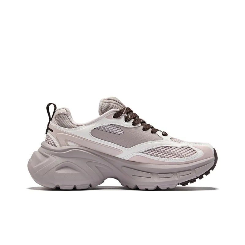 Erke Hongyu 2.0 Breathable And Wear resistant Low Top Chunky Sneakers Women's Painted Gray Pearl Milk Tea-1