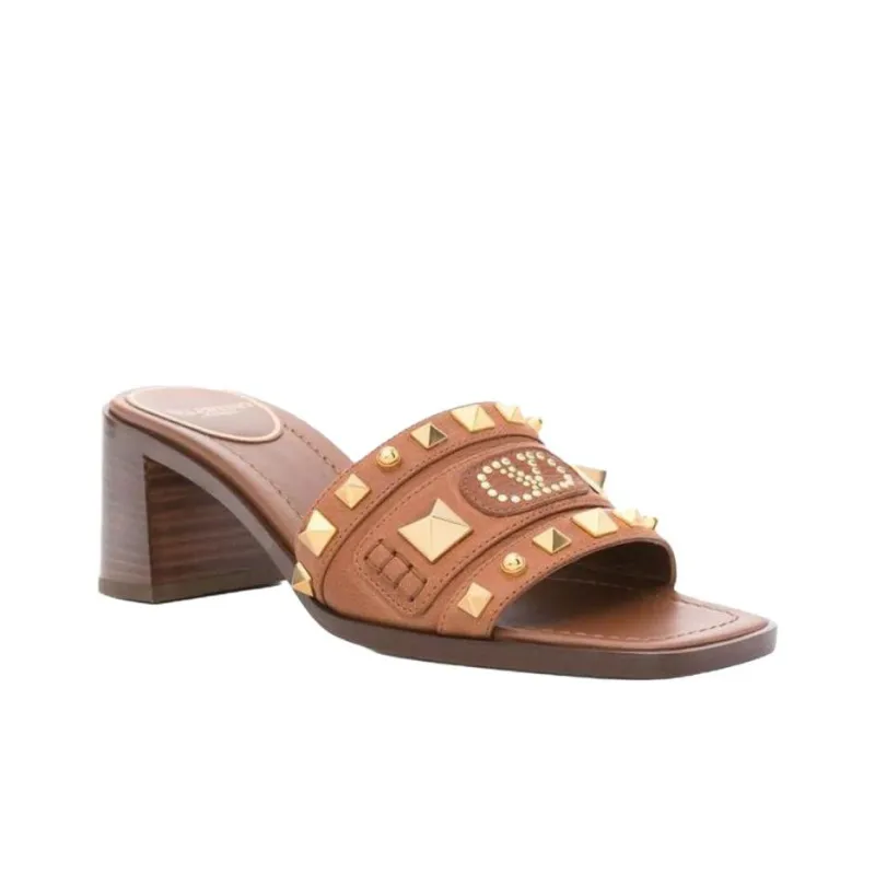 Valentino GARAVANI Abrasion Resistant Slide Slippers 6cm Women's Brown-2