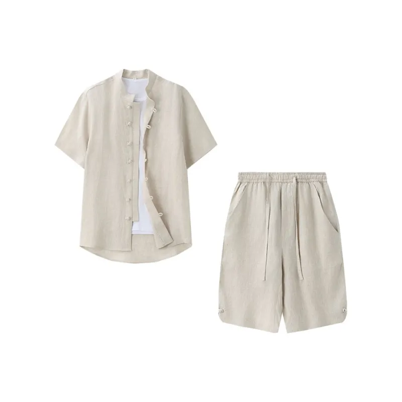 XUANSHENG Summer Shirt Matching Set Men's-0