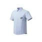 [Short-Sleeved Striped Shirt]Blue and White Stripe (ホ Bean Letter Black Chest Mark)