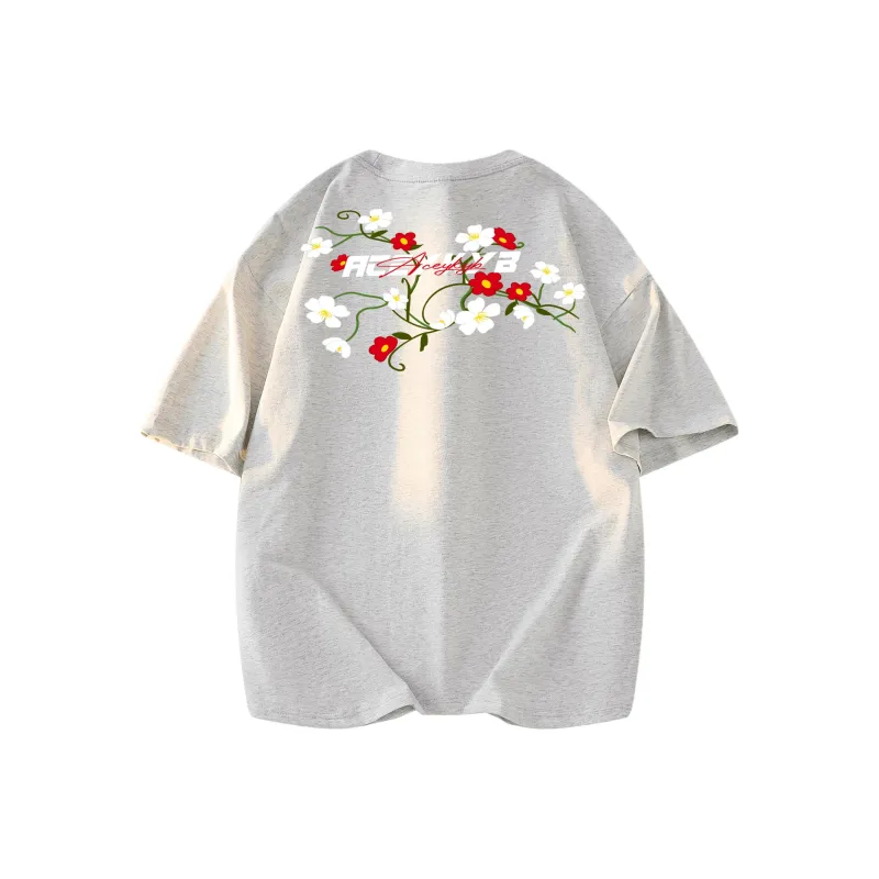 YK&YB T Shirts Unisex White Gray-0